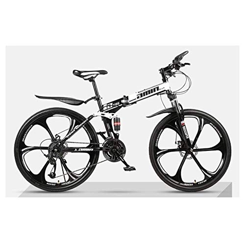 Vélos de montagne pliant : QGL-HQ Sports de Plein air Montagne Vélo Pliant, 26 Pouces, VTT, 24 Vitesses, Double Suspension, vélos for Enfants, garçons et Filles de vélos Sports de Plein air Mountain Bike (Color : White)