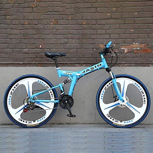 Vélos de montagne pliant : Qianqiusui Folding Mountain Bike avec 26" Super-léger en Alliage de magnésium, Suspension Haut de Gamme Complet et Shimano 21 Vitesses Vitesse, 3, 26" (Color : 2, Size : 26")