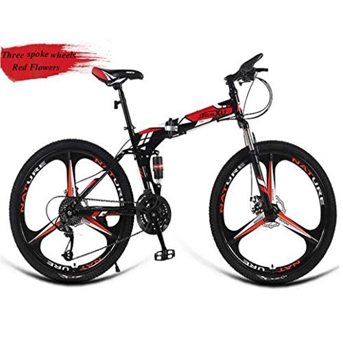 Vélos de montagne pliant : RPOLY 21-Vitesse Pliant Vélo de Montagne, Pliable vélos Adulte, Double Disque de Frein, vélo en Plein air, Variable Hors Route Speed ​​Bike, Red_26 inch