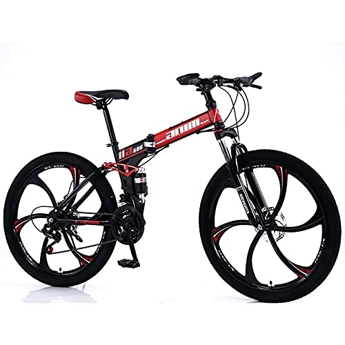 Vélos de montagne pliant : Vélo de Montagne Bicicleta Plegable Acero Alto Carbono 21 Velocidades / 24 Velocidades / 27 Velocidades / 30 Velocidades Roue Double Suspension Vélo Pliant B, 30 Speed