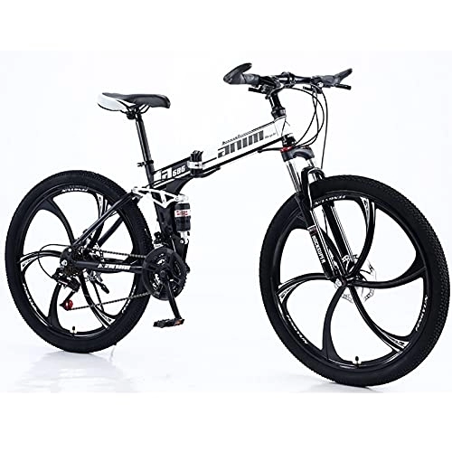Vélos de montagne pliant : Vélo de Montagne Bicicleta Plegable Acero Alto Carbono 21 Velocidades / 24 Velocidades / 27 Velocidades / 30 Velocidades Roue Double Suspension Vélo Pliant D, 21 Speed