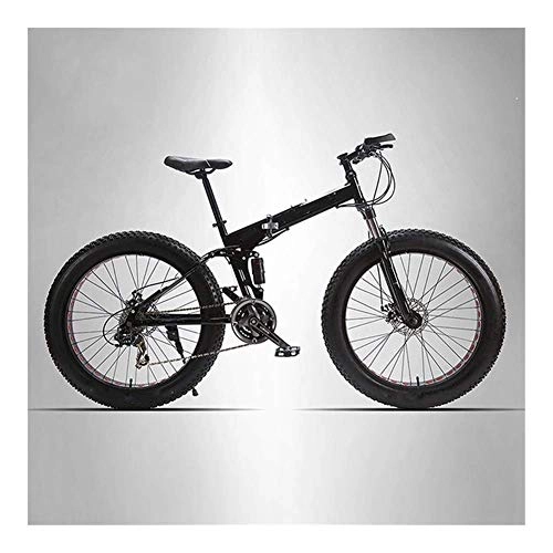 Vélos de montagne pliant : Vélo de montagne pliable Cadre en acier 24 vitesses Roue à disque mécanique pour homme 66 cm X4.0 Sports et loisirs (couleur : noir, taille : 66 cm) ggsm, Noir , 66 cm