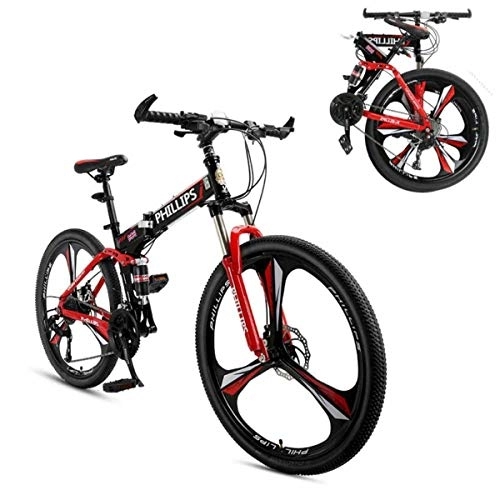 Vélos de montagne pliant : Vélo de montagne pliable pour homme / femme 26 pouces VTT 24 vitesses Suspension complète