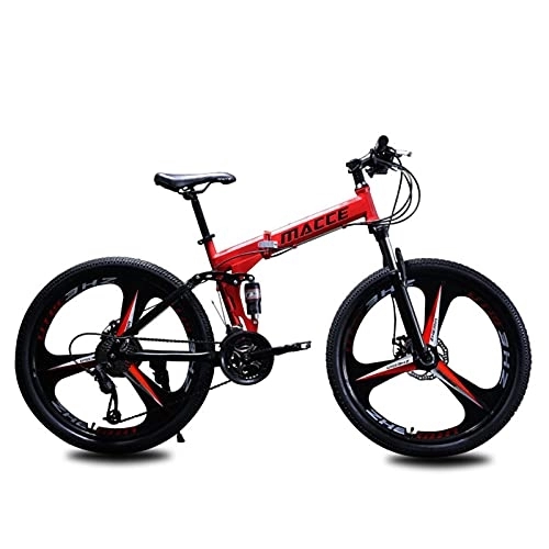 Vélos de montagne pliant : Vélo de montagne pliable tout-terrain VTT adulte à vitesse variable vélo pliable 24 pouces à vitesse variable (trois rouges)