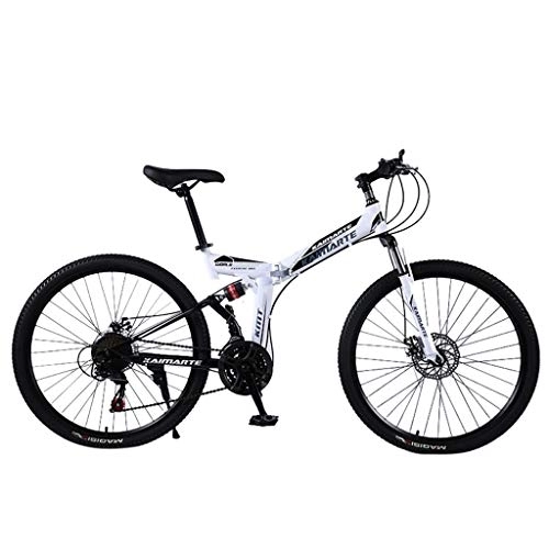 Vélos de montagne pliant : Vélo de Montagne Pliables VTT Vélos de Route 24 Pouces Poids léger Mini Vélo Pliant Petit Portable Vélo Étudiant Adulte (White)