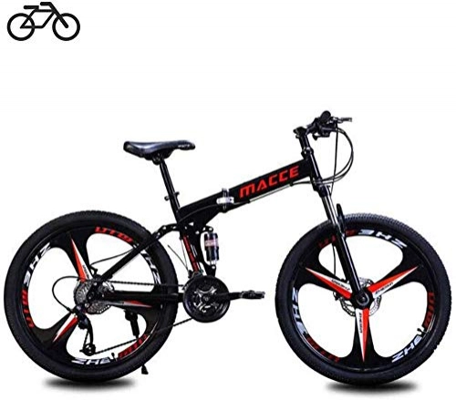 Vélos de montagne pliant : Vélo pliable unisexe - Cadre pliable en acier carbone - 21 vitesses - Système de freinage de sécurité - Noir - 66 cm
