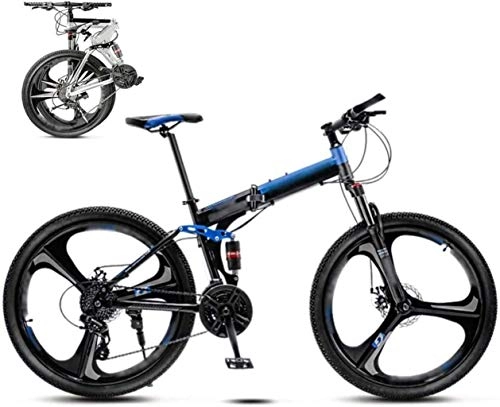 Vélos de montagne pliant : WCY Vélos 24-26 Pouces VTT Vélo, Unisexe Pliable vélo de Banlieue, 30 Vitesses vélo Pliable vélo, Double Frein à Disque / Bleu / A Roue / 24' 5-25 yqaae