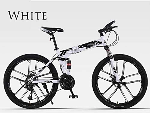 Vélos de montagne pliant : WND Mountain Bike Folding Bicycle 26 inch Speed Off-Road Double Shock Racing Student Adult Men and Women, White, 26 inch 27 Speed