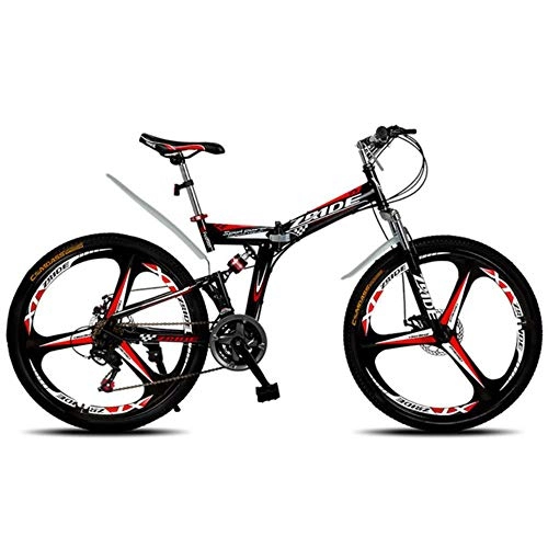 Vélos de montagne pliant : WND Mountain Bike  Knife Folding  Double Disc Brake Bicycle  Suitable for Adults, Black Red, 27 Speed