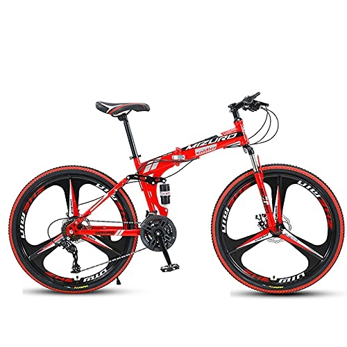 Vélos de montagne pliant : WXXMZY Vélos, VTT Pliables, Cadres en Acier À Haute Teneur en Carbone 21, 24, 27, 24 Et 26 Pouces, Vélos Étudiants, (Color : Red, Size : 21 Speed)