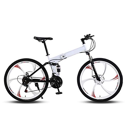 Vélos de montagne pliant : WYZDQ Vélo Portable pour Hommes, Adulte Pliant à Vitesse Variable de vélo de Montagne, et Avant l'absorption des Chocs arrière, Blanc, 24 Speed