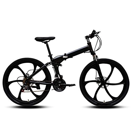 Vélos de montagne pliant : WYZDQ Vélo Portable pour Hommes, Adulte Pliant à Vitesse Variable de vélo de Montagne, et Avant l'absorption des Chocs arrière, Noir, 24 Speed
