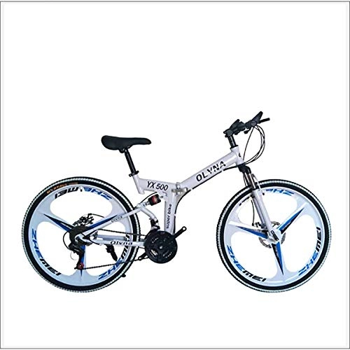 Vélos de montagne pliant : XER MTB 21 / 24 / 27 / 30 Cadre en acier de 26 pouces Vitesse de 3 rayons de roues doubles Suspension vélo pliable, blanc, 24 vitesses