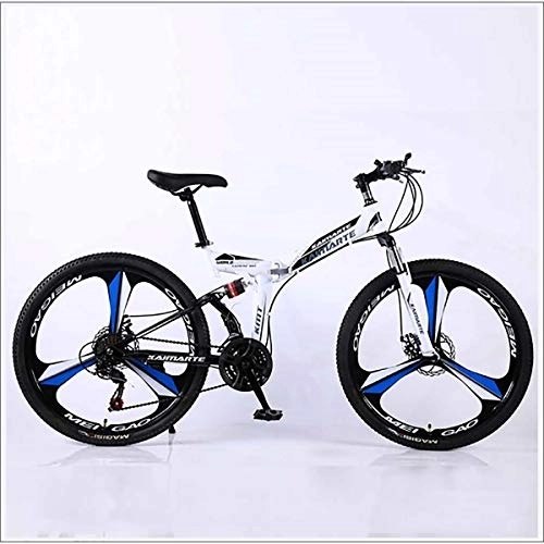Vélos de montagne pliant : XER VTT pliable - Double levage, 27 vitesses - 26 pouces - 3 freins à disque en acier carbone - Blanc - 21 vitesses