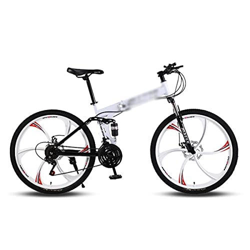Vélos de montagne pliant : YUNLILI Polyvalent Pliant MTB Vélo 26 Pouces Roues VTT Vélo de Montagne Cadre en Acier au Carbone avec Frein à Double Disque (Color : White, Size : 24 Speed)