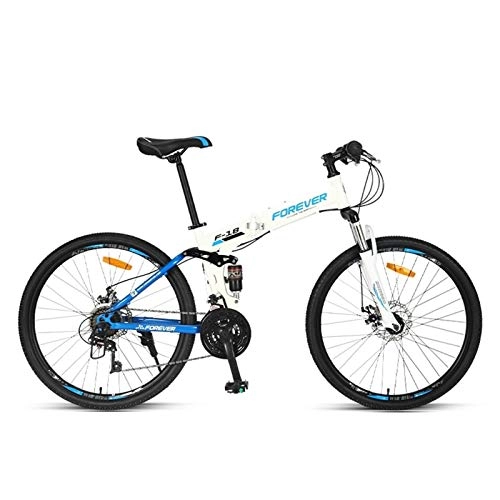 Vélos de montagne pliant : ZDY Folding Vélo Pliable, VTT Vélo Pliant avec Frein À Disque 26 Pouces 24x Vélo Complet Suspension VTT Vélos Hommes Ou Femmes Cadre Pliable (Color : Blue)