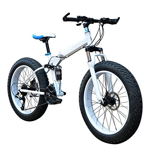 Vélos de montagne pliant : ZJBKX Double frein à disque de 50, 8 cm, absorption des chocs, transmission hors route, pneus épais, pliable, motoneiges, VTT