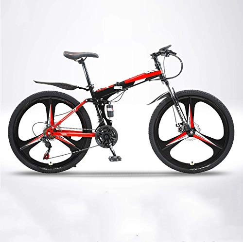 Vélos de montagne pliant : ZJBKX VTT 61 cm, pliable pour homme et femme, vitesse variable, double freins à disque, absorption des chocs, une roue hors route, 27 vitesses