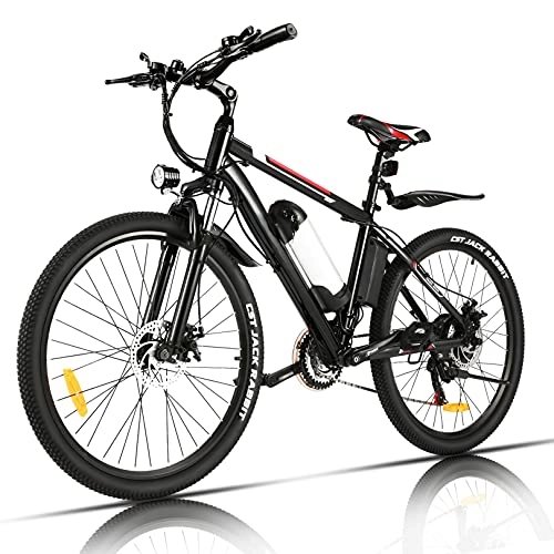 Vélos de montagne électriques : 250W Vélo électrique, 26'' pour Adulte, Vélo Tout Terrain électrique avec 21 vitesses / 36V / 8Ah et Roue intégrée élégante Batterie Amovible, 4 Modes, (Noir)