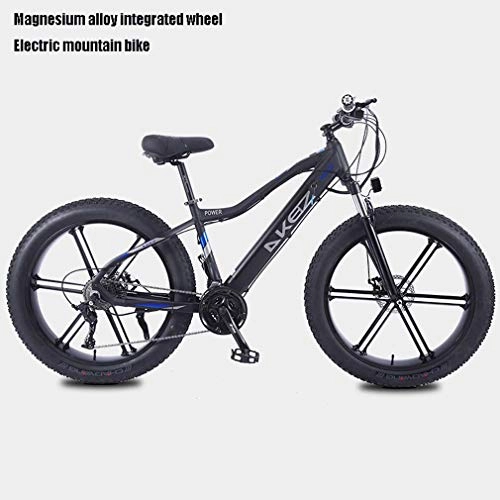 Vélos de montagne électriques : Adulte Fat Tire lectrique VTT, vlos de Neige, Portable 10Ah Li-Batterie Plage 27 Speed Cruiser vlo, Cadre en Alliage d'aluminium lger, 26 Pouces Roues, Noir, A