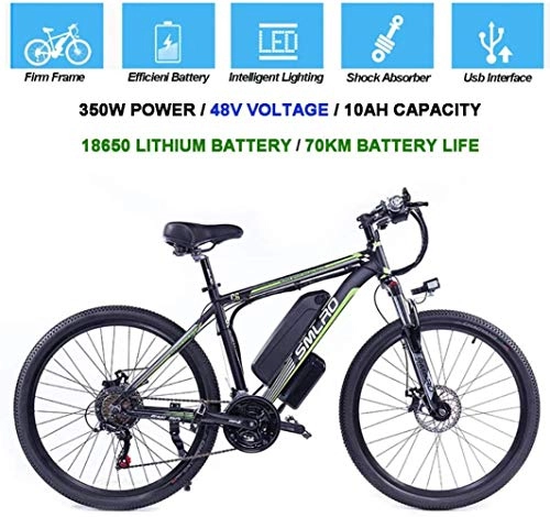 Vélos de montagne électriques : BWJL des vélos électriques pour Les Adultes, 360W Alliage d'aluminium vélo Ebike Amovible 48V / 10Ah Montagne Batterie Lithium-ION vélo / Commute Ebike, Vert Noir