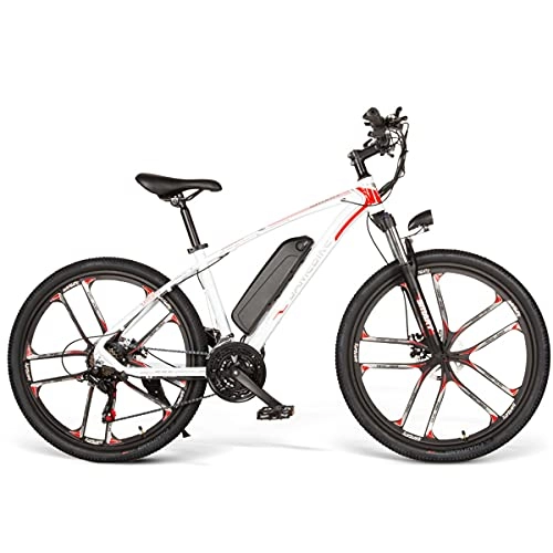 Vélos de montagne électriques : CHEIRS Vélo électrique pour Adulte26 Vélo de Montagne électrique, 48V 8Ah Batterie Li-ION Amovible, Jusqu'à 35 KM / H avec 21 Vitesses, pour vélo en Plein air Voyage Work Out, White