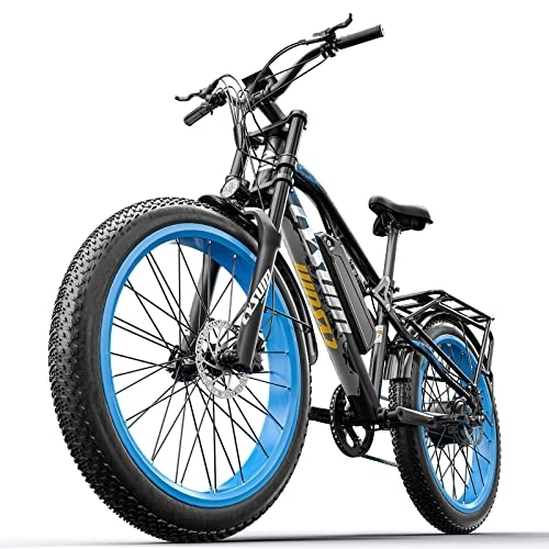 Vélos de montagne électriques : Cysum M999 Vélo électrique Fat E-Bike 26 Pouces VTT électrique pour Homme et Femme (Bleu)