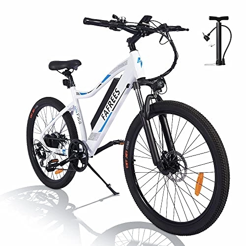 Vélos de montagne électriques : Fafrees F100 Vélo électrique VTT 26" avec batterie 48 V / 11, 6 Ah Shimano 7S, vélo électrique pour homme et femme – Blanc
