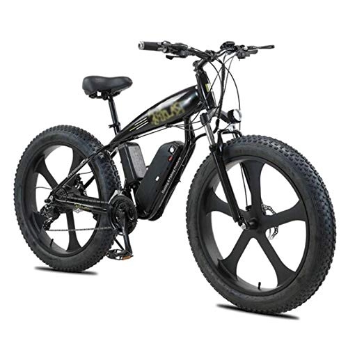 Vélos de montagne électriques : Gaoyanhang Vélo électrique de 26 Pouces - 350W 36V Vélo de Neige 4.0 Tire Fat PNECT Batterie Lithium Batterie VTT (Color : Black)