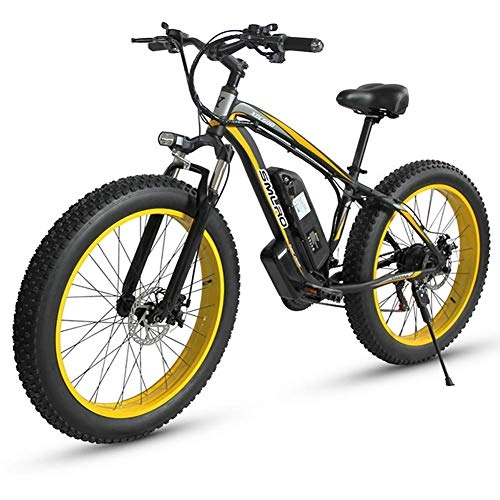 Vélos de montagne électriques : Gowell VéLo De éLectrique Pliant Batterie Au Lithium 15AH 48V 350W 26 Pouces VéLo De Montagne E-Bike Fat Tire Jusqu'à 30km / h Autonomie 35-60km, Jaune
