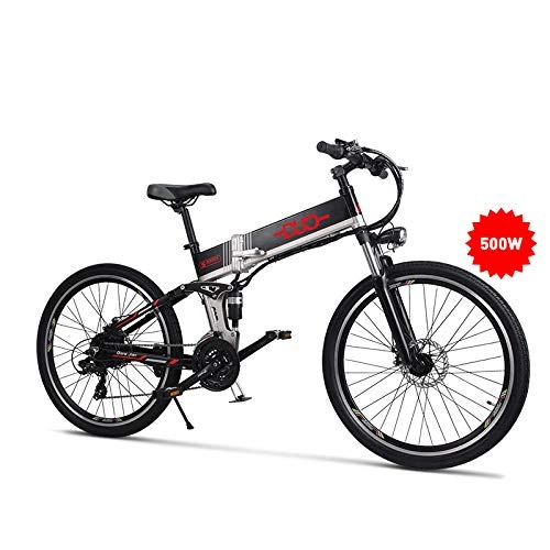 Vélos de montagne électriques : GUNAI Vélo de Montagne Adulte 26 Pouces Double Frein à Disque 500W vélo Pliant avec 48V Batterie Cachée