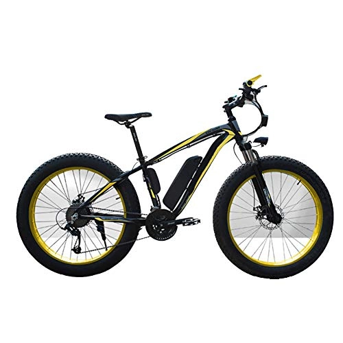 Vélos de montagne électriques : Heatile Vélo électrique Batterie Amovible Phare adaptatif à LED Pneu antidérapant Batterie au Lithium 48V10AH Convient pour la Sortie vélo de Fitness au Travail, Jaune
