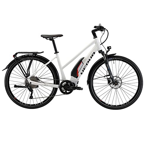 Vélos de montagne électriques : HEPHA Vélo électrique Trekking 3.0 pour femme Shimano E7000 Moteur central Pedelec 630 Wh Batterie amovible 10 vitesses 28" (blanc, RH 48 cm)