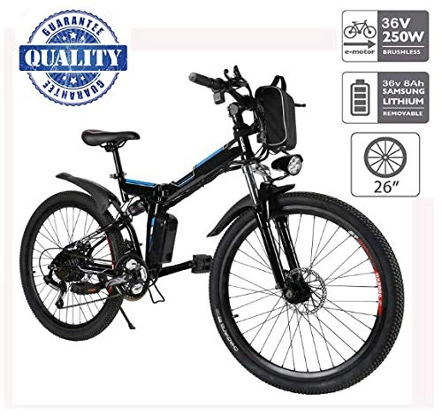 Vélos de montagne électriques : Hiriyt Vlo Electrique 26" E-Bike - VTT Pliant 36V 250W Batterie au Lithium de Grande Capacit - Ville lger Vlo de avec moyeu Shimano 21 Vitesses
