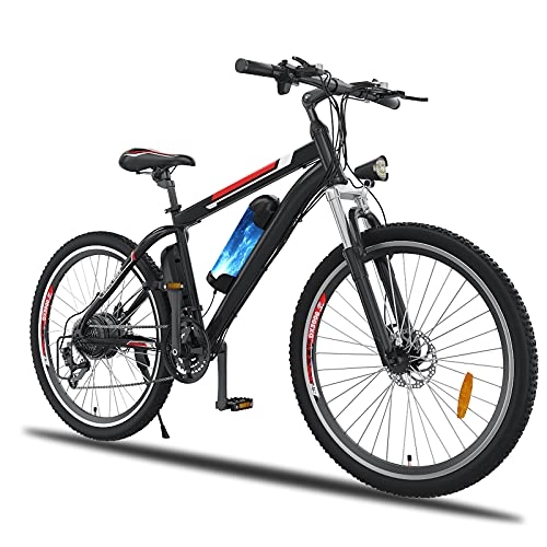 Vélos de montagne électriques : Hiriyt Vélo Electrique 26" E-Bike - VTT Pliant 36V 250W Batterie au Lithium de Grande Capacité - Ville léger Vélo de avec moyeu 21 Vitesses (Noir-Style2, 26 Pouces)