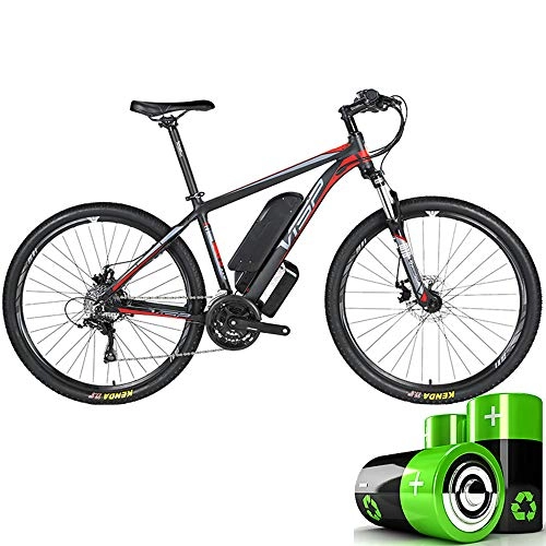 Vélos de montagne électriques : HJHJ Vélo de Montagne électrique, vélo Hybride à Batterie au Lithium 36V10AH (26-29 Pouces) Bicyclette à Neige 24 Lignes Traction de Disque mécanique Ligne de Frein à Disque mécanique, Red, 26 * 17in