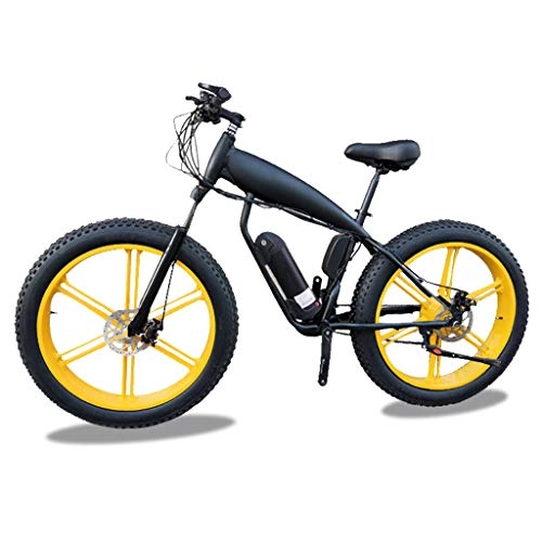 Vélos de montagne électriques : HOME-MJJ 26inch Fat Tire E-Bike 48V 400W électrique Mountain Bikes Plage Sports Cruiser Hommes Ville Vélo 14Ah / 18Ah Grande capacité de la Batterie au Lithium (Color : Yellow, Size : 18Ah)