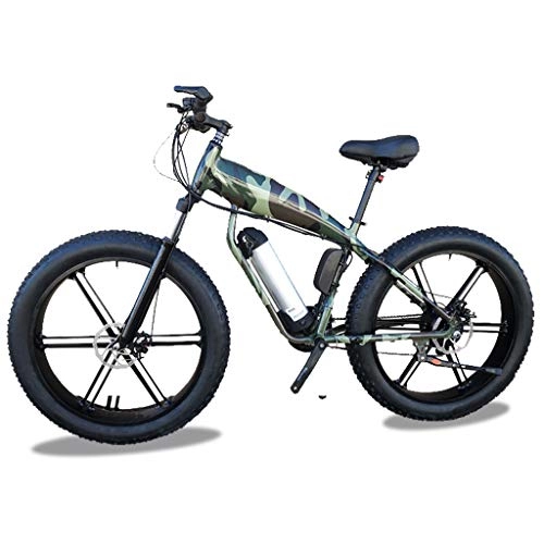 Vélos de montagne électriques : HOME-MJJ 48V14AH 400W Puissant vélo électrique 26 '' 4.0 Fat Tire E-Bike 30 Vitesse Neige VTT Vélo électrique for Adulte Femme / Homme (Color : Green, Size : 14Ah)