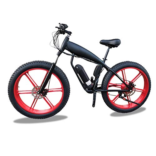 Vélos de montagne électriques : HOME-MJJ 48V14AH 400W Puissant vélo électrique 26 '' 4.0 Fat Tire E-Bike 30 Vitesse Neige VTT Vélo électrique for Adulte Femme / Homme (Color : Red, Size : 14Ah)