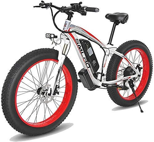 Vélos de montagne électriques : HOME-MJJ Fat électrique de vélo de Montagne, 26 Pouces électrique Mountain Bike 4.0 Fat Tire Bike Neige 1000W / 500W Forte Puissance 48V 10Ah Batterie au Lithium (Color : Red, Size : 500W)