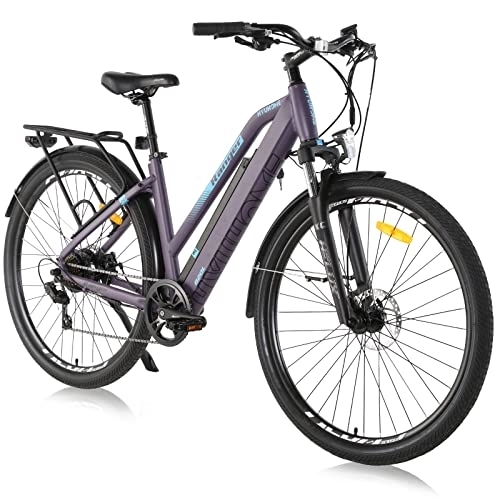 Vélos de montagne électriques : Hyuhome Vélos électriques de 71, 1 cm pour homme et adulte, vélos électriques pour homme, VTT avec batterie amovible 36 V 12, 5 Ah et moteur BAFANG (violet, 820 L)