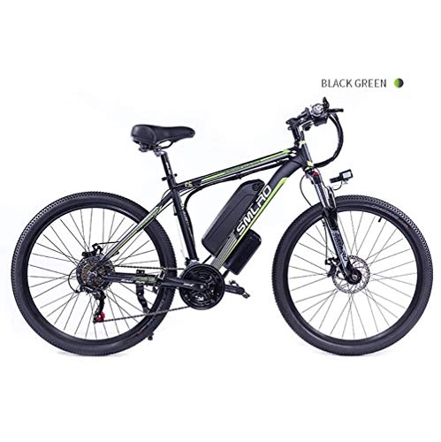 Vélos de montagne électriques : LOO LA Vélo de électrique VTT 26" Mode croisière, 48V 350W 10ah Batterie au Lithium de Amovible Grande Capacité et Le 21 Vitesses, système de Transmission Professionnel, Dark Green
