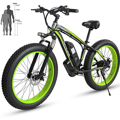 Vélos de montagne électriques : Mens Upgraded Vlos lectriques 26'' Electric Bicycle with Removable 36V10AH / 48V15AH Battery 27 Speed Shifter Mountain Ebike, Black Green, 36V10AH