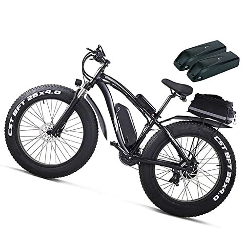 Vélos de montagne électriques : MX02S Vélo électrique 26 Pouces 48V 1000W avec moteur Shimano 21 vitesses batterie aulithium frein à disque hydrauliqueDeux piles au lithium 48V 17AH