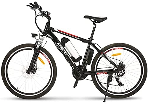 Vélos de montagne électriques : MYATU Moutainbike Vélo électrique 26" avec dérailleur Shimano 21 vitesses, moteur 250 W, batterie lithium-ion 36 V 10, 4 Ah, cadre en aluminium, 25 km / h, pour homme et femme, noir