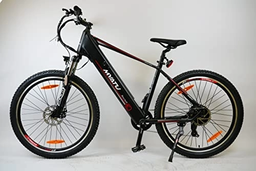 Vélos de montagne électriques : MYATU Vélo électrique VTT 27, 5" avec dérailleur Shimano 7 vitesses, moteur BAFANG 250 W, batterie lithium-ion 36 V 13 Ah, cadre en aluminium, 25 km / h, pour homme et femme, noir
