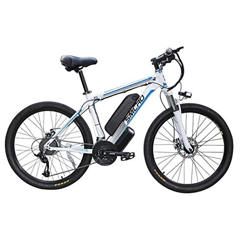 Vélos de montagne électriques : NAYY Vlos lectriques for Adultes, Vlo Ebike en Alliage d'aluminium 360W Amovible 48V / avec Batterie Lithium-ION 10Ah Mountain Bike / Smart Mountain Bike Faire Le Trajet Ebike (Color : White Blue)