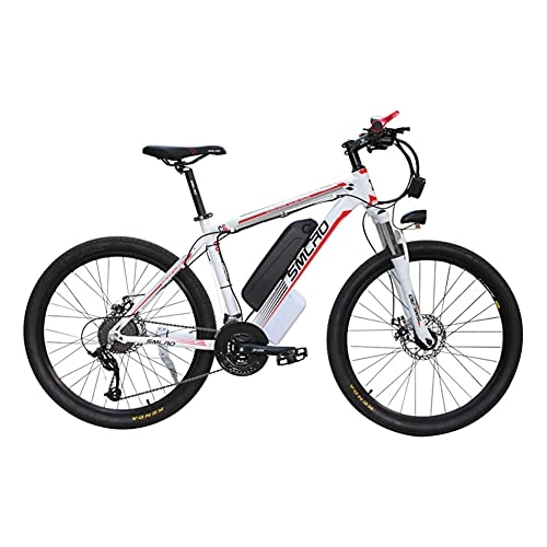 Vélos de montagne électriques : SAWOO 1000W vélo électrique Hommes 26 Pouces Montagne Ebike vélo de Route Plage / vélo de Neige Ebikes pour Adultes avec Batterie 15Ah 27 Vitesses (Blanc)