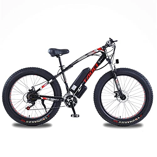 Vélos de montagne électriques : SFSGH Vélos électriques pour Adultes, 4, 0" Fat Tires 26 Pouces 21 Vitesses, 48V 13AH 750W VTT E-Bike avec IP54 étanche (Couleur: Noir)
