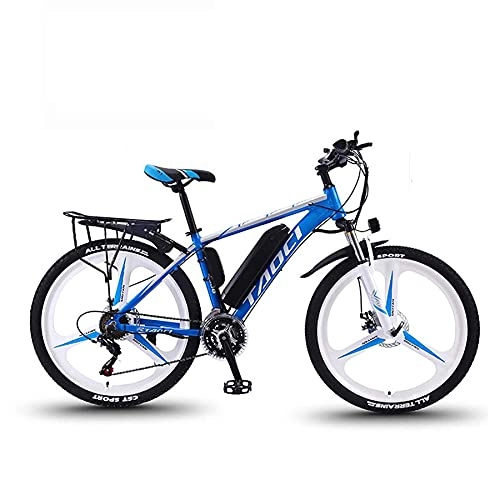 Vélos de montagne électriques : UNOIF 26" Vélos Électriques pour Adultes, Jantes en Aluminium Ebikes Vélos Tout Terrain, 13Ah Amovible Au Lithium-ION pour Hommes Montagne Ebike, Black Blue